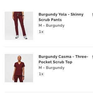 FIGS - “BURGUNDY” Set in Good Condition MEDIUM